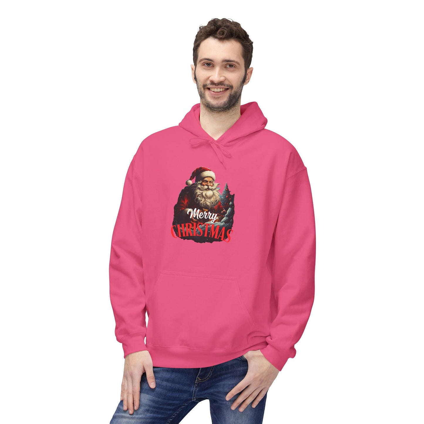 Christmas-Themed Santa with gift Unisex Midweight Softstyle Fleece Hoodie