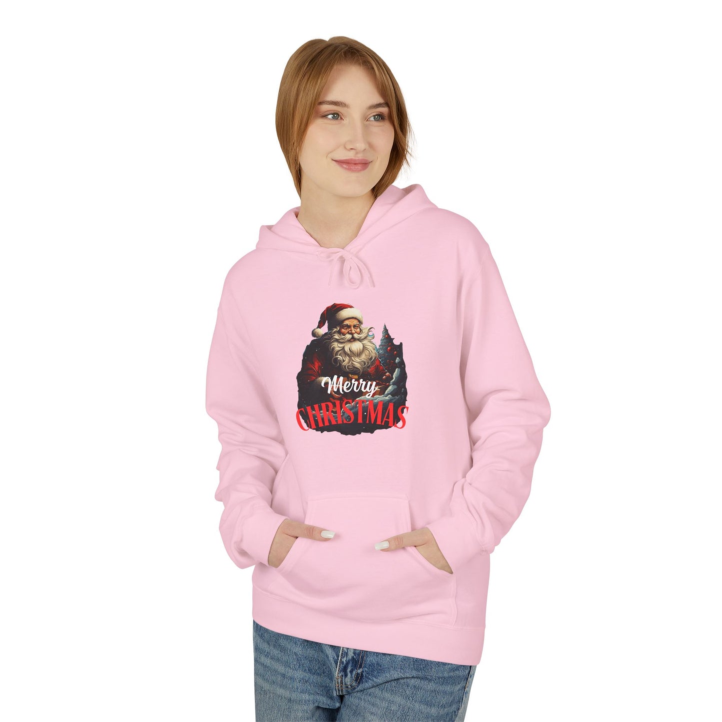 Christmas-Themed Santa with gift Unisex Midweight Softstyle Fleece Hoodie