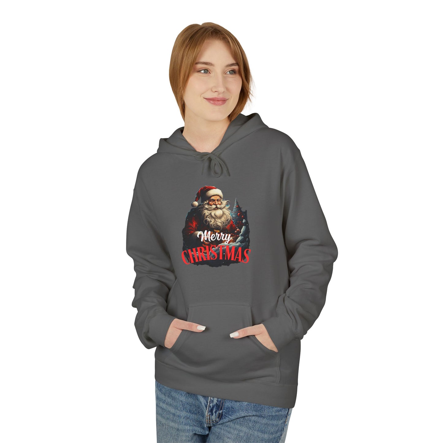 Christmas-Themed Santa with gift Unisex Midweight Softstyle Fleece Hoodie