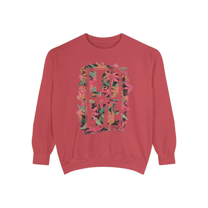 Love Floral Graphic Unisex Garment-Dyed Sweatshirt