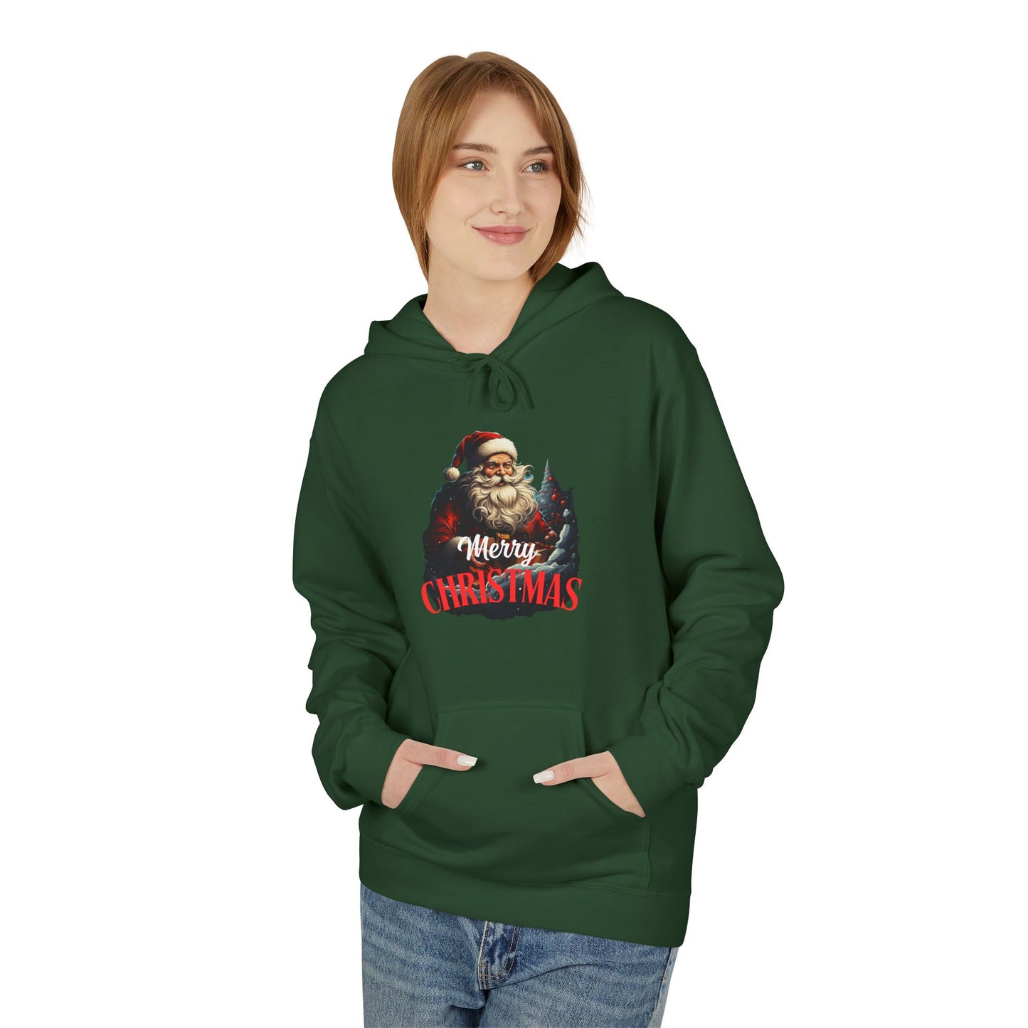 Christmas-Themed Santa with gift Unisex Midweight Softstyle Fleece Hoodie