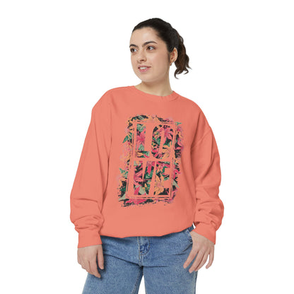 Love Floral Graphic Unisex Garment-Dyed Sweatshirt