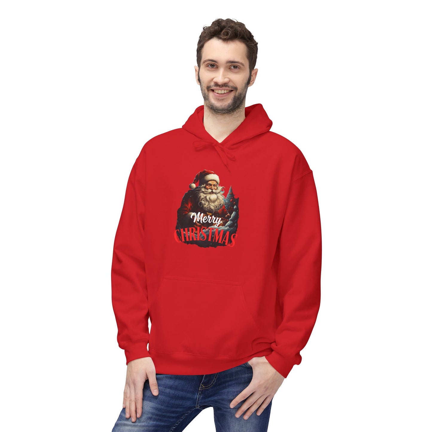Christmas-Themed Santa with gift Unisex Midweight Softstyle Fleece Hoodie