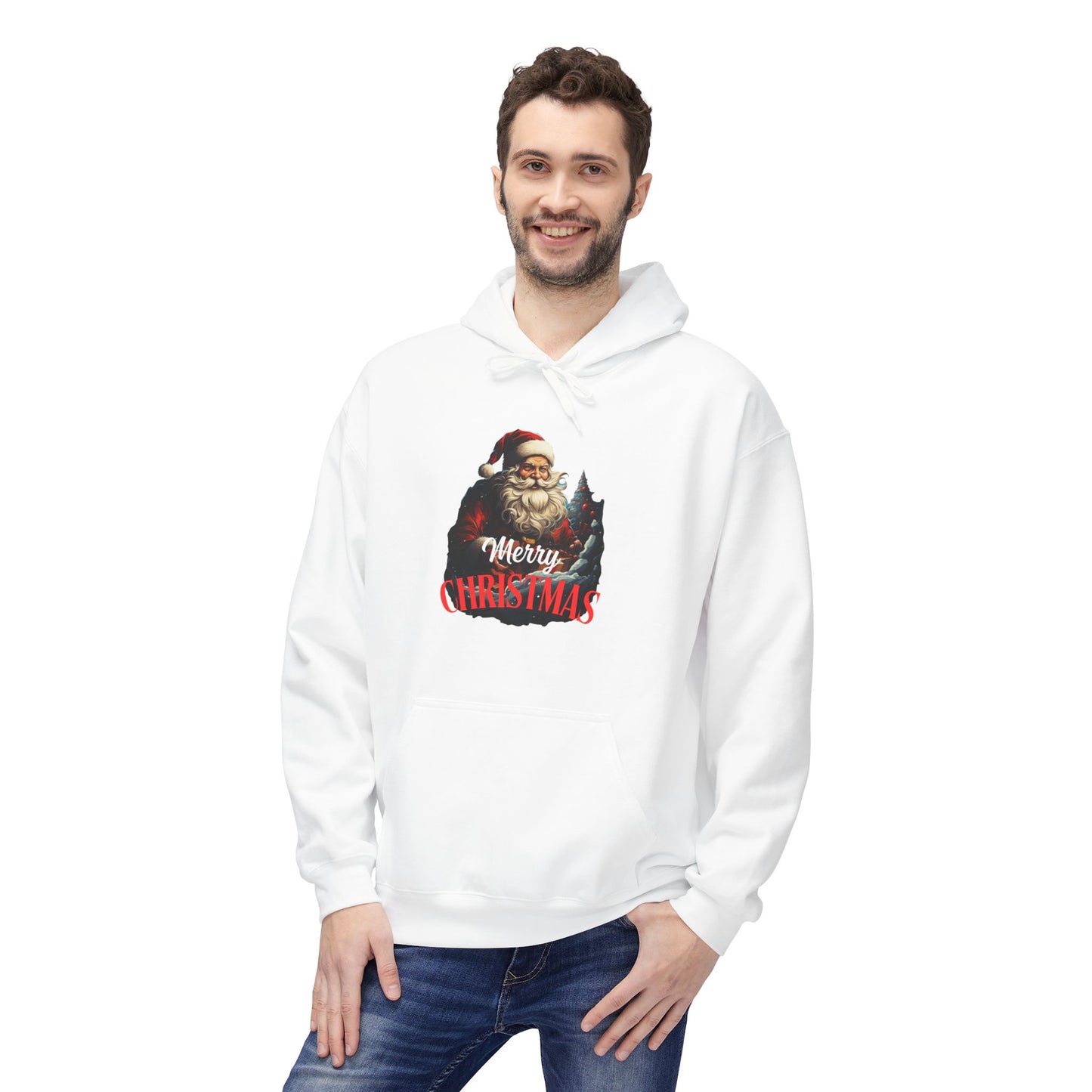 Christmas-Themed Santa with gift Unisex Midweight Softstyle Fleece Hoodie