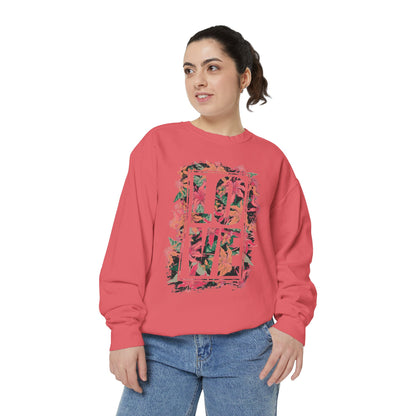 Love Floral Graphic Unisex Garment-Dyed Sweatshirt