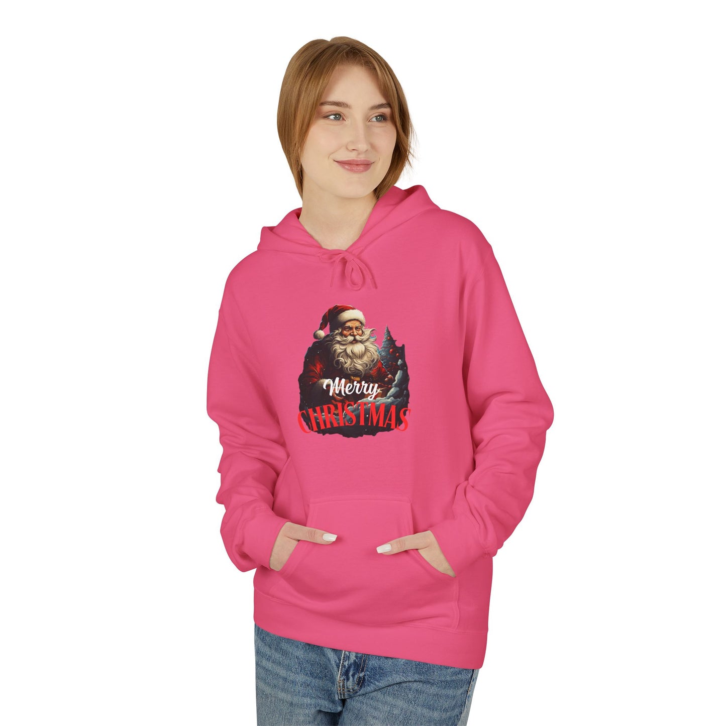 Christmas-Themed Santa with gift Unisex Midweight Softstyle Fleece Hoodie
